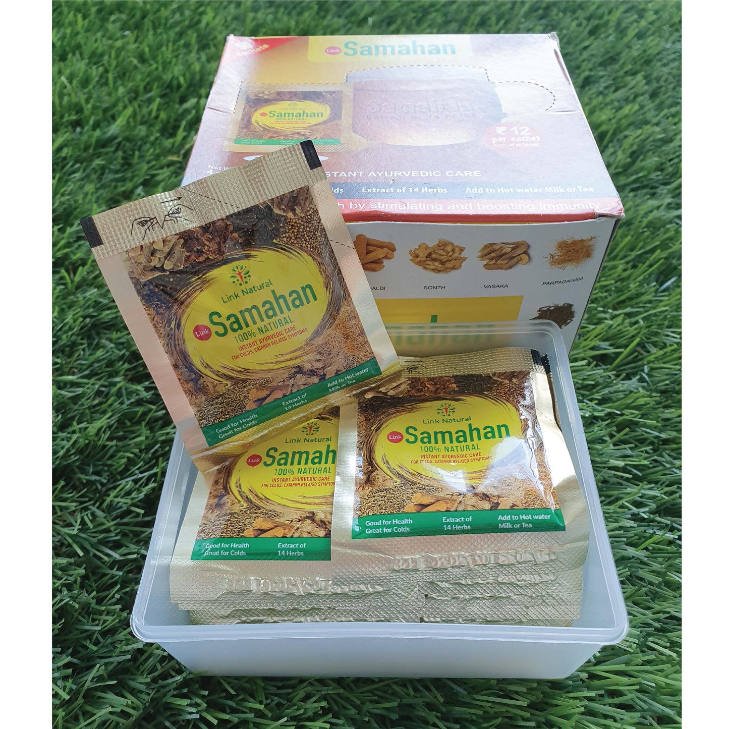 来自斯里兰卡的 Samahan 花草茶，用于治疗感冒、喉咙痛、咳嗽和打喷嚏（每盒 16 - 50 包）